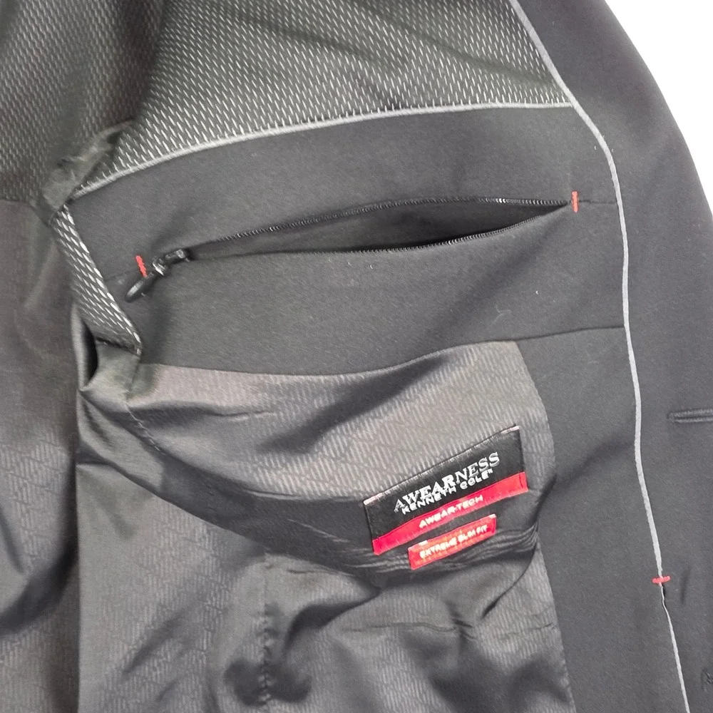 Awearness Kenneth Cole Awear-Tech‎ Black Extreme Slim Fit Wool Blazer 40 Regular